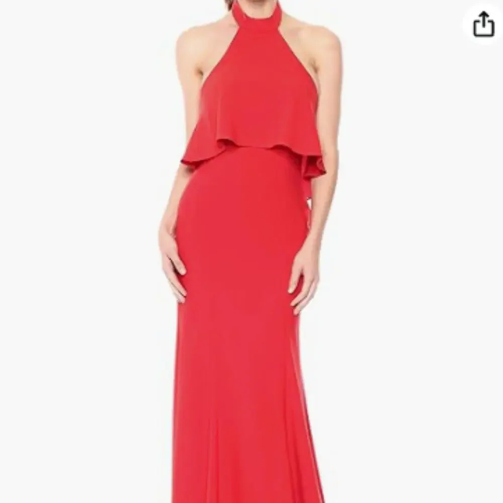 NWT Xscape Red Long Halter Low Back Maxi Dress Gown Size 2 / Small - Picture 8 of 9
